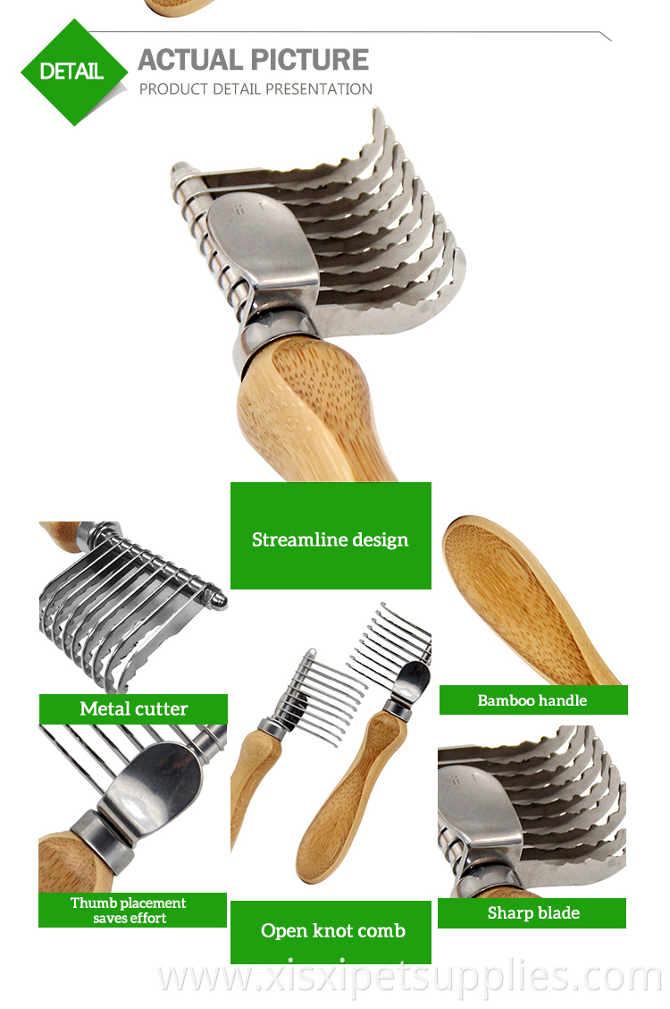 Factory Wholesale LOW MOQ New Shape Bamboo Wood Pet Dog Dematting Comb